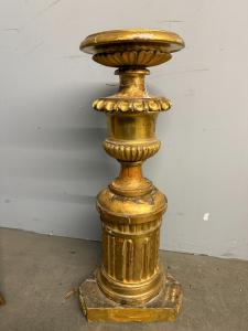 Antica base colonna dorata foglia oro impero '800, 80x37x31cm.