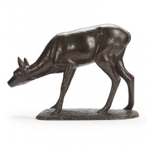 Dear Figure by Italian Buonapace Bronze Art Deco Animalier Sculpture 1930 circa