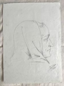 Desenho a lápis sobre papel. Assinado por Arturo Pietra.