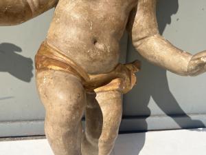 Pareja de grandes ángeles de madera policromada - Foto 9