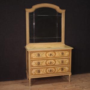 Dresser in lacquered wood with mirror Louis XVI style