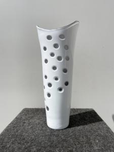 Vaso in vetro incamiciato con lattimo e bolle alla mola.Murano