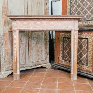 Pine wood fireplace mantel