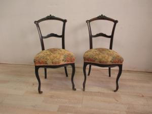 Pair of chairs in ebony-stained solid walnut - late 19th century - good condition