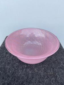 Vaso in vetro con inclusione di bolle a spirale e foglia oro.Salviati,Murano.