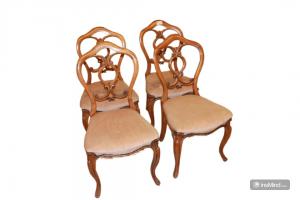 Gruppo di 4 sedie Francesi stile Luigi Filippo del 1800 in legno di Noce