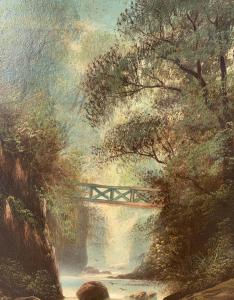 S.W. Clifford (British, fine XIX sec.) - Paesaggio boschivo con cascata. - Foto 6
