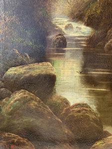 W. Miller (British, fine XIX sec.) - Paesaggio boschivo con ruscello. - Foto 6