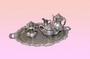 5-teiliges Set plus Sheffield-Tablett aus dem Jahr 1900