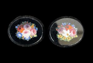 Pair of oval micromosaics with floral motifs. Rome.