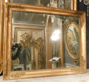 Antique gilded wooden mirror, 19th century, cm W 86 x H 70