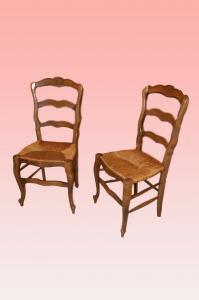 Gruppo di 8 sedie antiche stile provenzale di fine 1800 in legno di ciliegio