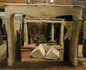 chp334 - Burgundy stone fireplace, 18th century, measures cm w 146 x h 116 x d. max cm 72