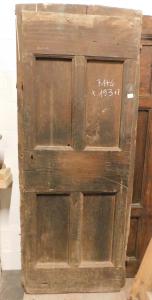 ptir422 - Holztür mit vier Feldern, aus dem 19. Jahrhundert, misst cm B 71 x H 193