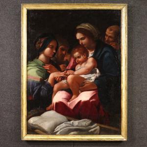 Antique 17th-century Italian painting, Mystical Marriage of Saint Catherine of Alexandria
