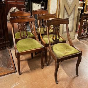 PANC186 - N. 6 Sedie in legno, epoca '800, misure cm L 45 x H 87 X P 45, altezza seduta 40