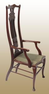 Wunderschöner viktorianischer Correct Chair Sessel aus dem 19. Jahrhundert aus reich intarsiertem Mahagoniholz