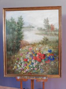 Landschaftsgemälde mit Blumen
