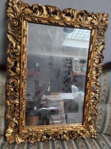 CORNICE  RETTANGOLARE  ANTICA IN LEGNO CON SPECCHIO