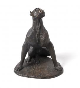 Giovan Battista Mitri, "Cane in ascolto", bronzo, firmato, 1968, Giovan Battista Mitri, "Dog listening," bronze, signed, 1968