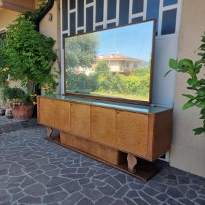 1940s/50s Art Deco sideboard in thuya burl and maple wood with mirror - Foto 8