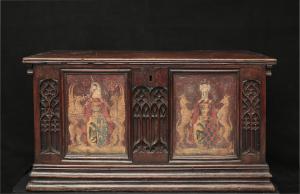 Gothic chest with coats of arms, France, 15th Century