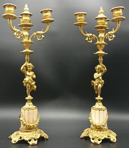 Kandelaber aus Bronze und Marmor Napoleon III