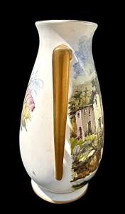 Ensemble de deux vases et un centre de table en majolique décorés de paysages et d'architectures. Signé céramiques Italie. Albisola. - Foto 5