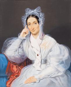 Giorgio Banchi, "Ritratto di Dama" gouache su carta, firmato, Epoca '800, Giorgio Banchi, "Portrait of a Lady," gouache on paper, signed, 19th century