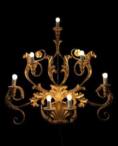 Large carved gilded wood wall sconce