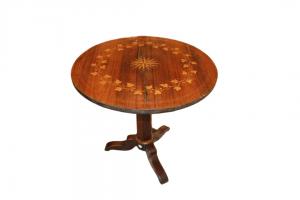 Inlaid Circular Coffee Table from Northern Europe, 1800s