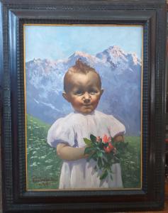 Retrato de menina com flores da montanha