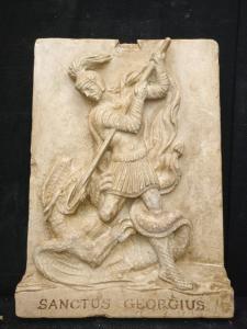 San Giorgio ed il Drago - Bassorilievo - 54 cm x 38 cm - Marmo Bronzetto