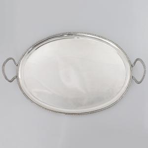 Bandeja de plata fundida y repujada con dos asas, ensayador Zuan Piero Grappiglia, Venecia, siglo XVIII