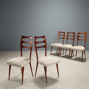Sedie Vintage Faggio Tessuto Set 5 Sedie Design Italia Anni 50 Originali