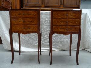 Coppia comodini in palissandro e bois de rose Napoleone III primi 1900 Francia