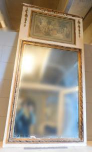 Mirror with painted panel, h 165 cm x 86 cm