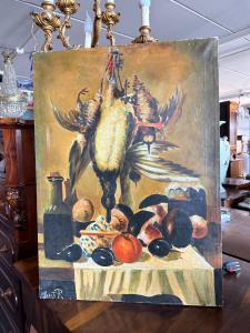 Öl auf Leinwand, Stillleben und Jagdbeute, 20. Jh., 70x51 cm, signiert