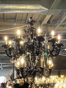 Schwarzer Murano-Glas-Kronleuchter mit 15 Leuchten