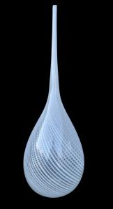 Vaso a goccia in vetro con spirale lattimo.Manifattura Toso.Murano.