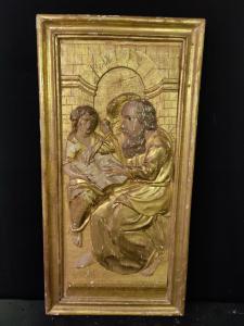 Esclusivo Bassorilievo in Legno, foglia oro - San Matteo - 78 x 39 cm - Venezia - Periodo '800