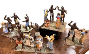 Antico diorama composto da statue in terracotta raff. strage degli innocenti, Napoli XIX sec.