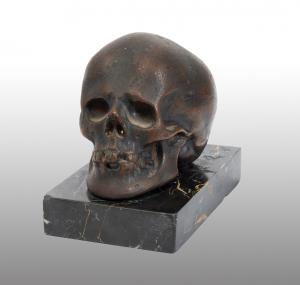 Scultura antica Napoletana in bronzo patinato "Momento Mori". Periodo XIX secolo.