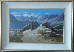 Contadina in alta montagna