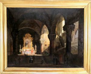 Luigi Premazzi  "Interno di chiesa "