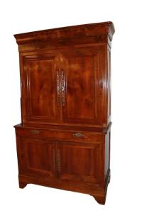 Credenza Doppio Corpo Francese in Legno di Noce del 1800 4 Ante