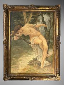 Quadro, óleo sobre tela “A mulher libélula” - A. Carnielli (assinado) - século XIX.