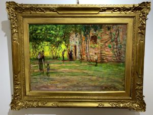 Angelo Dall’Oca Bianca, Verona 1858 - 1941, La casa di Margherita, olio su cartone cm.50 x 35, al retro etichetta comune di Verona
