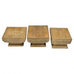 Drei antike, lose Holzkapitelle - M/321 -