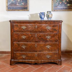 Antique walnut and rosewood chest of drawers